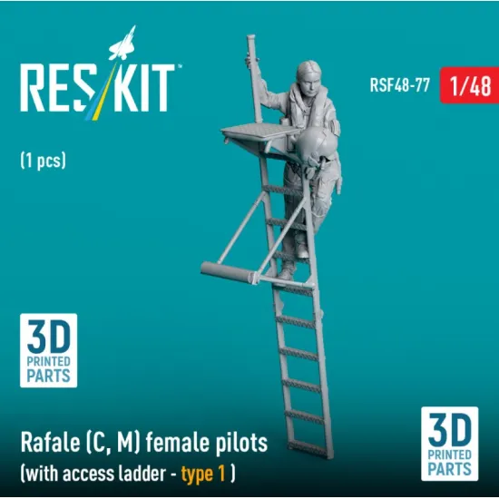 Reskit Rsf48-0077 1/48 Rafale C M Female Pilot With Access Ladder Type1 1pcs 3d Printed