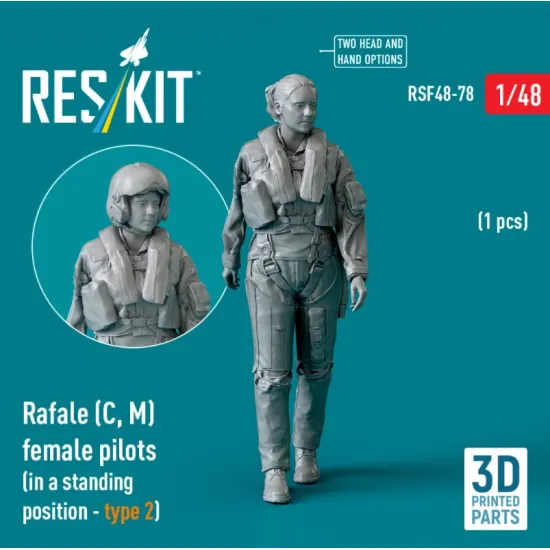 Reskit Rsf48-0078 1/48 Rafale C M Female Pilot In A Standing Position Type2 1pcs 3d Printed