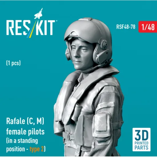 Reskit Rsf48-0078 1/48 Rafale C M Female Pilot In A Standing Position Type2 1pcs 3d Printed