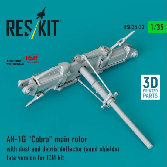 Reskit Rsu35-0033 1/35 Ah-1g Cobra Main Rotor With Dust And Debris Deflector Sand Shields Late Version For Icm Kit 3d Printed