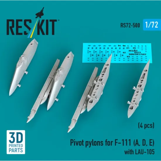 Reskit Rs72-0500 1/72 Pivot Pylons For F-111 A D E With Lau-105 4 Pcs