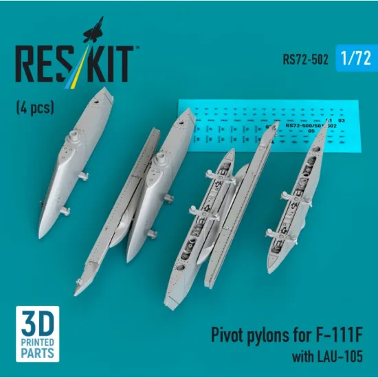 Reskit Rs72-0502 1/72 Pivot Pylons For F-111f With Lau-105 4 Pcs