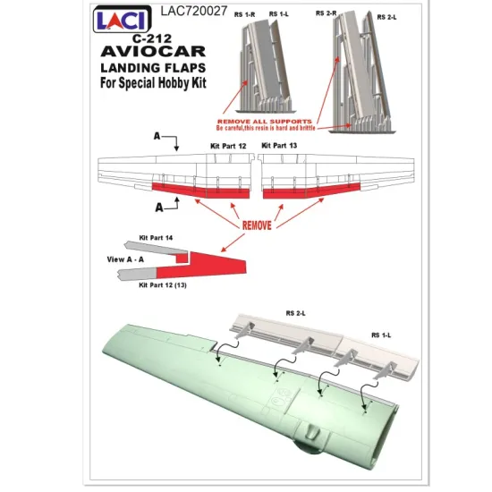 Laci 720027 1/72 Landing Flaps For C-212 Aviocar For Special Hobby Kit