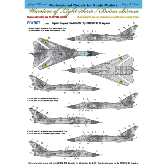 Foxbot 72-080 1/72 Digital Sukhoi Su-24m/Mr Ukrainian Air Force For Trumpeter Dragon Kits Foxbot 72-080 1/72 Digital Sukhoi Su-24m/Mr Ukrainian Air Force For Trumpeter Dragon Kits