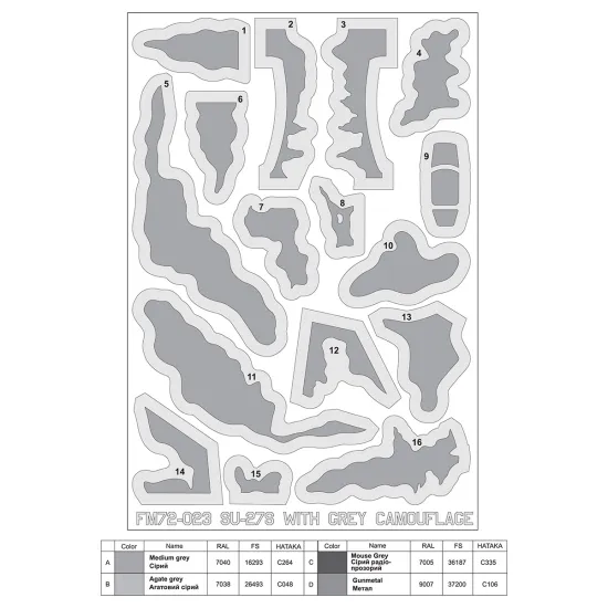 Foxbot Fm72-023 1/72 Masks For Sukhoi Su-27s Ukrainian Air Forces Grey Camouflage For Ibg Models Trumpeter Kits Foxbot Fm72-023 1/72 Masks For Sukhoi Su-27s Ukrainian Air Forces Grey Camouflage For Ibg Models Trumpeter Kits