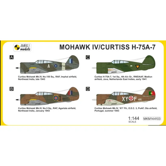 Mark I Mkm144103 1/144 Mohawk Iv/Curtiss H-75a-7 Overseas Service 2in1