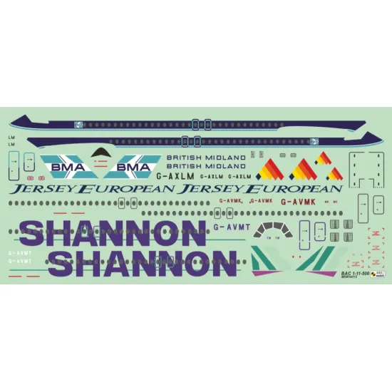 Mark I Mkm144112 1/144 Bac 1-11-500 British Midland Jersey European Shannon