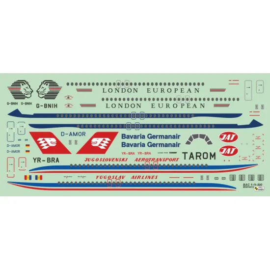 Mark I Mkm144113 1/144 Bac/Rombac 1-11-500 London European Bavaria Germanair Jat