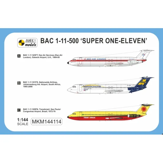 Mark I Mkm144114 1/144 Bac 1-11-500 Dan-air Nationwide Trans Brasil