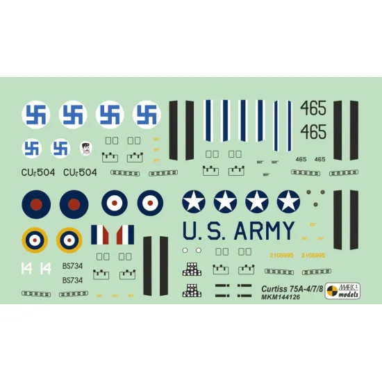 Mark I Mkm144126 1/144 Curtiss H-75a-4/A-8/P-36g Late Hawks 2in1