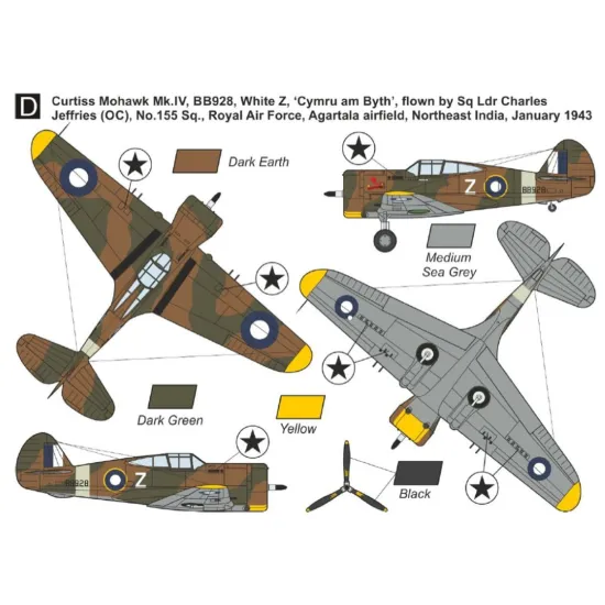 Mark I Mkm144144 1/144 Curtiss H-75a/Mohawk Iv Allied Pilots 2in1