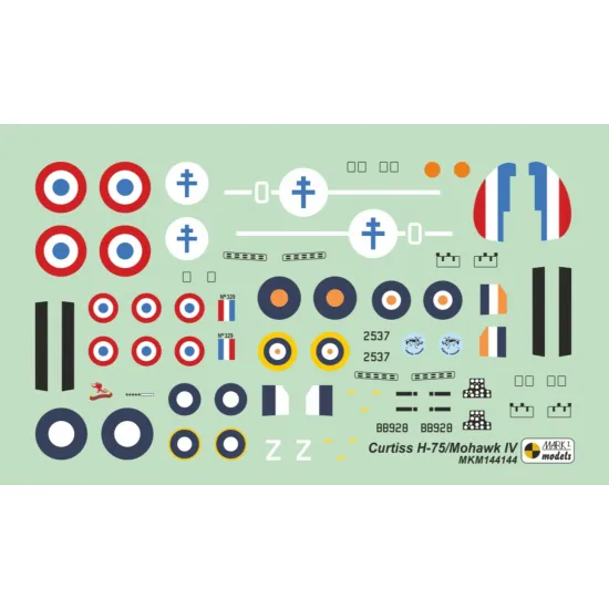 Mark I Mkm144144 1/144 Curtiss H-75a/Mohawk Iv Allied Pilots 2in1