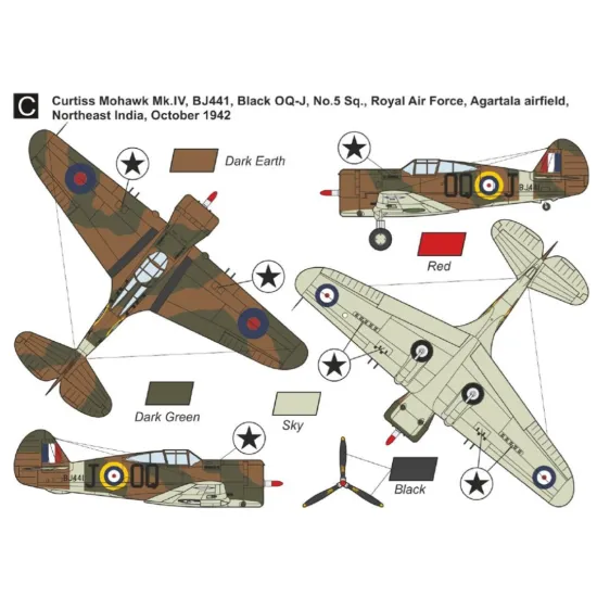 Mark I Mkm144180 1/144 Curtiss H-751/75a-7/Mohawk Iv Europe Overseas 2in1