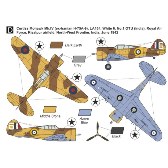 Mark I Mkm144180 1/144 Curtiss H-751/75a-7/Mohawk Iv Europe Overseas 2in1