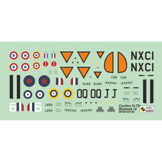 Mark I Mkm144180 1/144 Curtiss H-751/75a-7/Mohawk Iv Europe Overseas 2in1