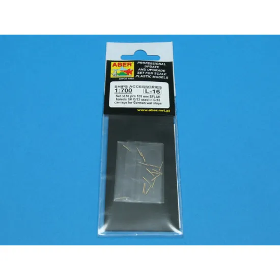 Set of 16 pcs 105 mm SFLAK barrels used in C/33 mount for German ships 1/700 Aber 700-L16