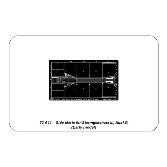 Side skirts for Sturmgeschutz III (Early model) 1/72 Aber 72-A11