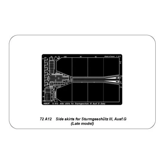 Side skirts for Sturmgeschutz III (late model) 1/72 Aber 72-A12