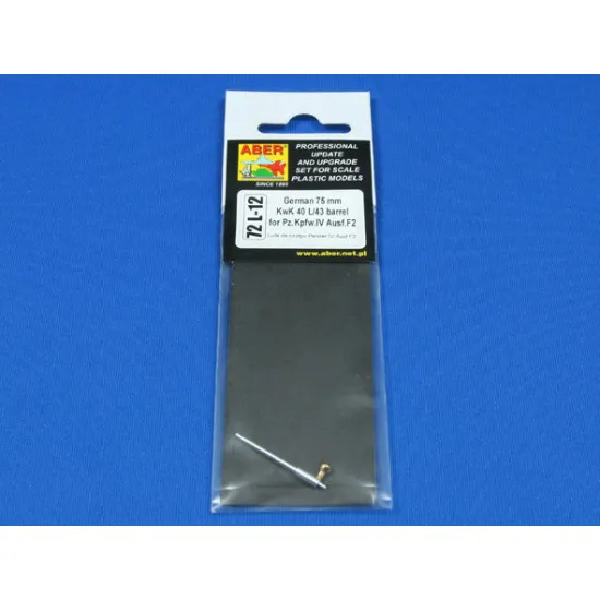 German 75 mm KwK 40 L/43 barrel for Pz.Kpfw.IV Ausf.F2 1/72 Aber 72-L12