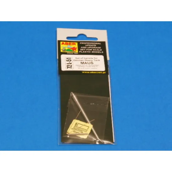 Set of 2 barrels for German Heavy Tank MAUS 1/72 Aber 72-L51