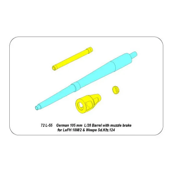 German 105mm barrel for LeFH 18 & Wespe 1/72 Aber 72-L55