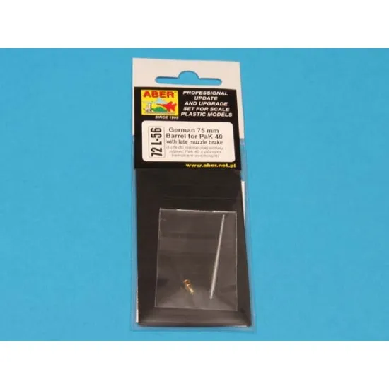German 75mm gun barrel for PaK40 with late muzzle brake 1/72 Aber 72-L56