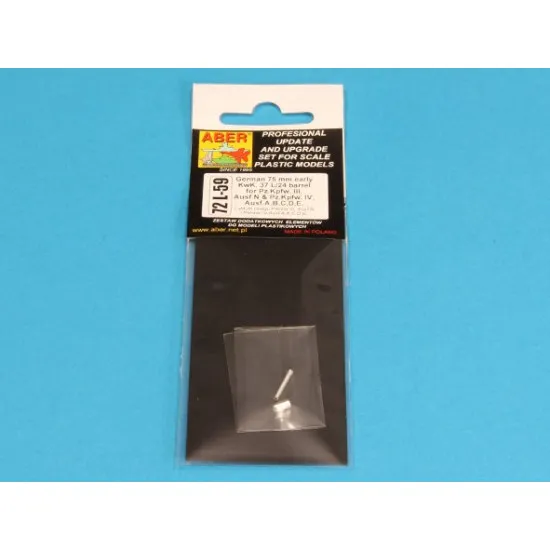 75mm KwK37 L/24 barrel for Pz.Kpfw.III.Ausf.N & Pz.Kpfw.IV Ausf.A,B,C,D,E 1/72 Aber 72-L59