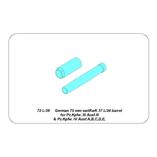 75mm KwK37 L/24 barrel for Pz.Kpfw.III.Ausf.N & Pz.Kpfw.IV Ausf.A,B,C,D,E 1/72 Aber 72-L59