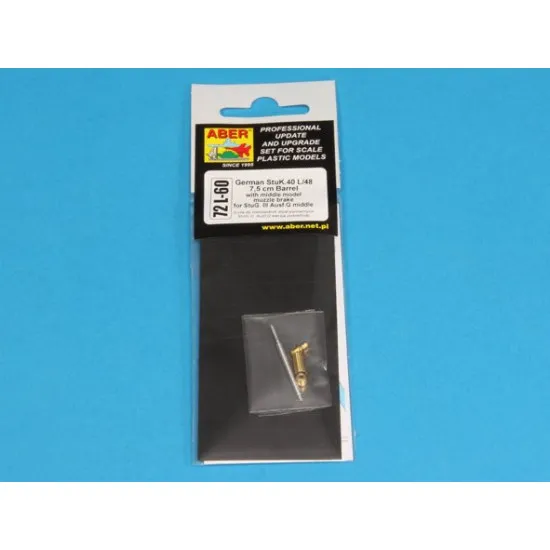 German StuK.40 L/48 7,5cm barrel with middle model muzzle brake for StuG.III Ausf.G 1/72 Aber 72-L60
