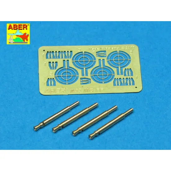 Set of 4 barrels for German Oerlikon 20mm aircraft machine guns MG FF with sights 1/32 Aber A32-008