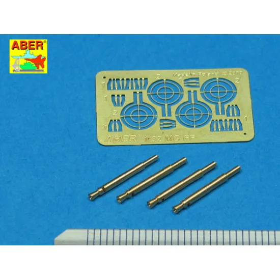 Set of 4 barrels for German Oerlikon 20mm aircraft machine guns MG FF with sights 1/32 Aber A32-008