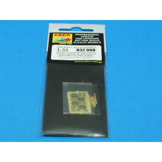 Set of 4 barrels for German Oerlikon 20mm aircraft machine guns MG FF with sights 1/32 Aber A32-008