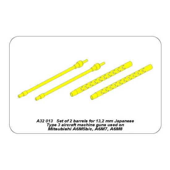 Set of 4 barrels for Japanese 20 mm Type 99 aircraft machine cannons 1/32 Aber A32-013