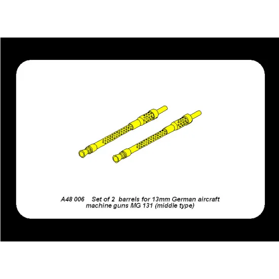 Set of 2 barrels for German 13mm aircraft machine guns MG 131 (middle type) 1/48 Aber 48-006