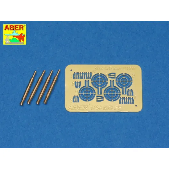 Set of 4 barrels for German Oerlikon 20mm aircraft machine guns MG FF with sights 1/48 Aber 48-008