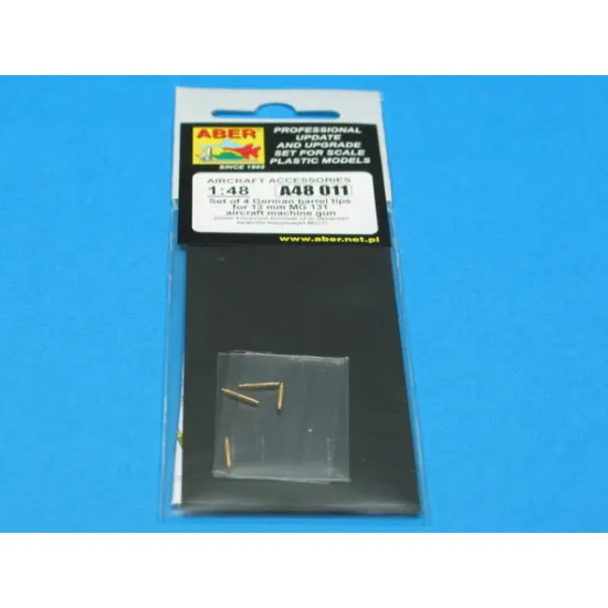 Set of 4 barrel tips for German 13 mm MG 131 aircraft machine gun 1/48 Aber 48-011