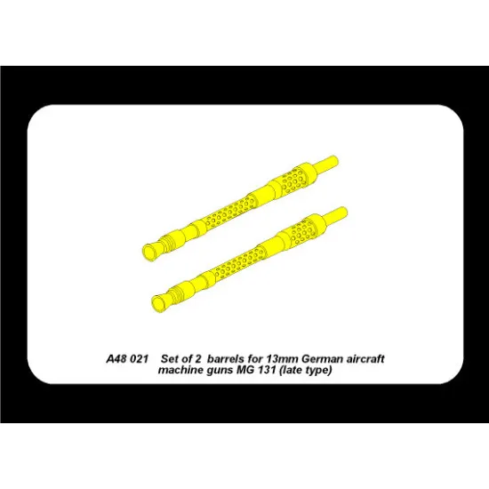 Set of 2 barrels for German 13mm aircraft machine guns MG 131 (late type) 1/48 Aber 48-021