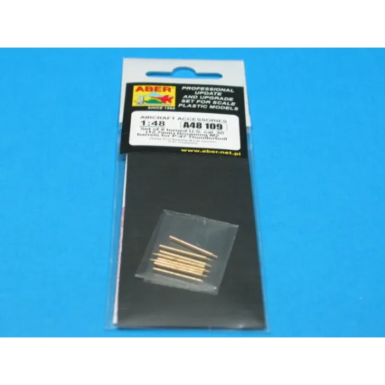Set of 8 turned cal .50 (12,7mm) U.S. Browning M2 barrels for P-47 Thunderbolt 1/48 Aber 48-109