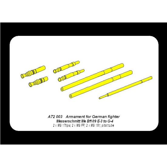 Armament for German fighter Me 109E-3 to G-4 1/72 Aber 72-003