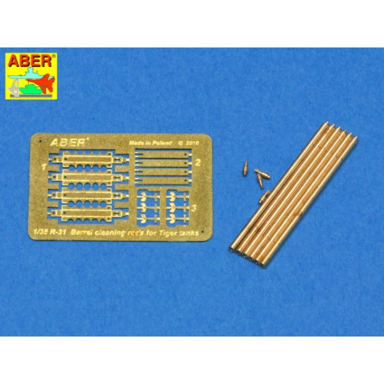 Barrel cleaning rods with brackets for Tiger I & King Tiger 1/35 Aber RR-31