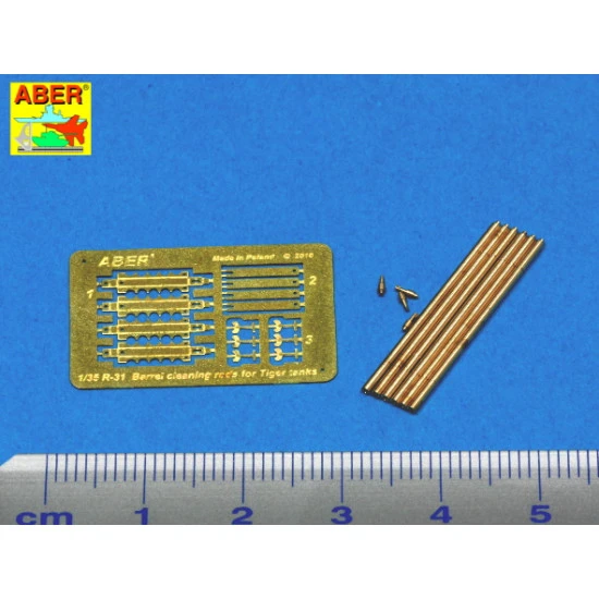 Barrel cleaning rods with brackets for Tiger I & King Tiger 1/35 Aber RR-31