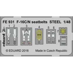 Eduard Fe931 1/48 F-16c/N Seatbelts Steel Photo-etched For Aircraft Zoom Set