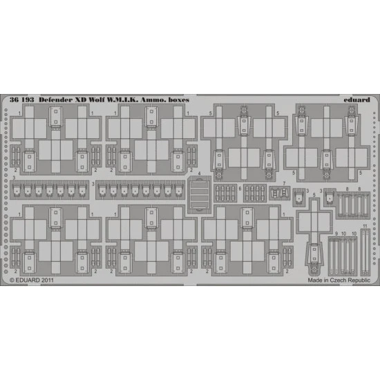 Photoetched Defender XD Wolf W.M.I.K. ammo boxes, for Hobby Boss kit 1/35 Eduard 36193
