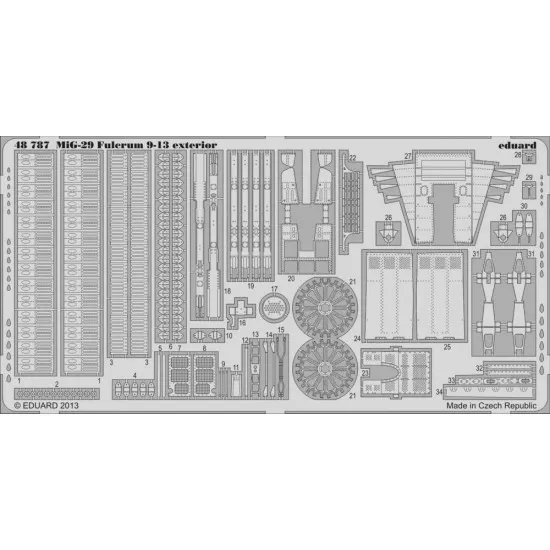 Photoetched set MiG-29 9-13 exterior, for GWH kit 1/48 Eduard 48787