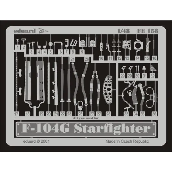 Photoetched set F-104G Starfighter, for Hasegawa kit 1/48 Eduard FE158