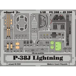 Photoetched set P-38J Color, for Hasegawa kit 1/48 Eduard FE208