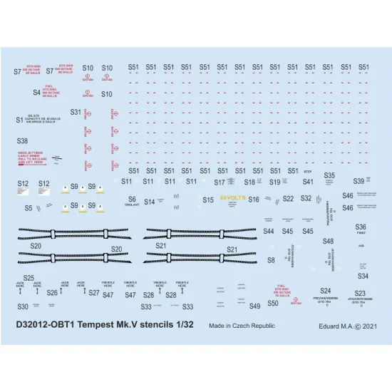 Eduard D32012 1/32 Tempest Mk.v Stencils Special Hobby/Revell Decal For Aircraft