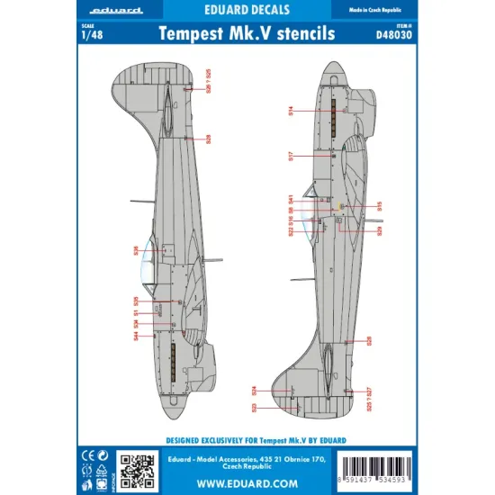 Eduard D48030 1/48 Tempest Mk.v Stencils Decal For Aircraft