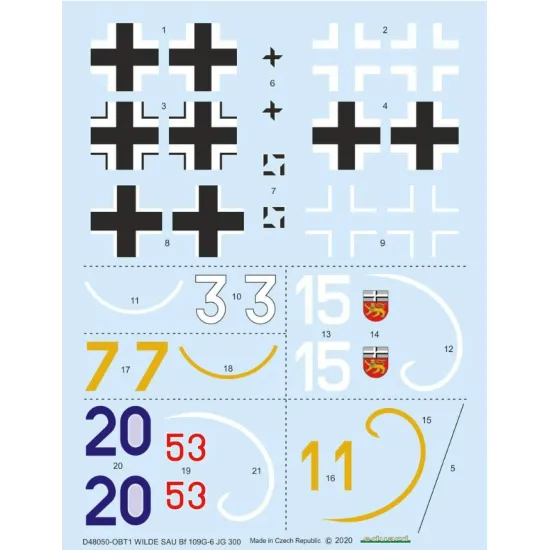 Eduard D48050 1/48 Wilde Sau Bf 109g-6 Jg 300 Decal For Aircraft Eduard D48050 1/48 Wilde Sau Bf 109g-6 Jg 300 Decal For Aircraft