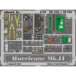 Photoetched set Hurricane Mk.II Color, for Hasegawa kit 1/48 Eduard FE253